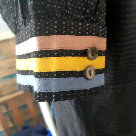 Eley Kishimoto polkadot striped puff sleeve collared button up dress size 8 - Picture 5 of 11